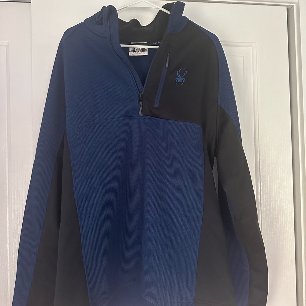 Spyder Men's Zip-Up Sweater in Blue and Black